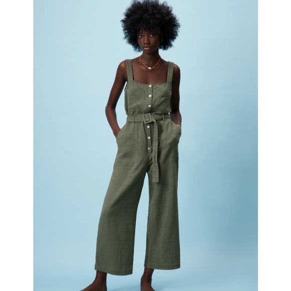 Zara Pants - 🛑SOLD ZARA Green Belted Long Textured Jumpsuit